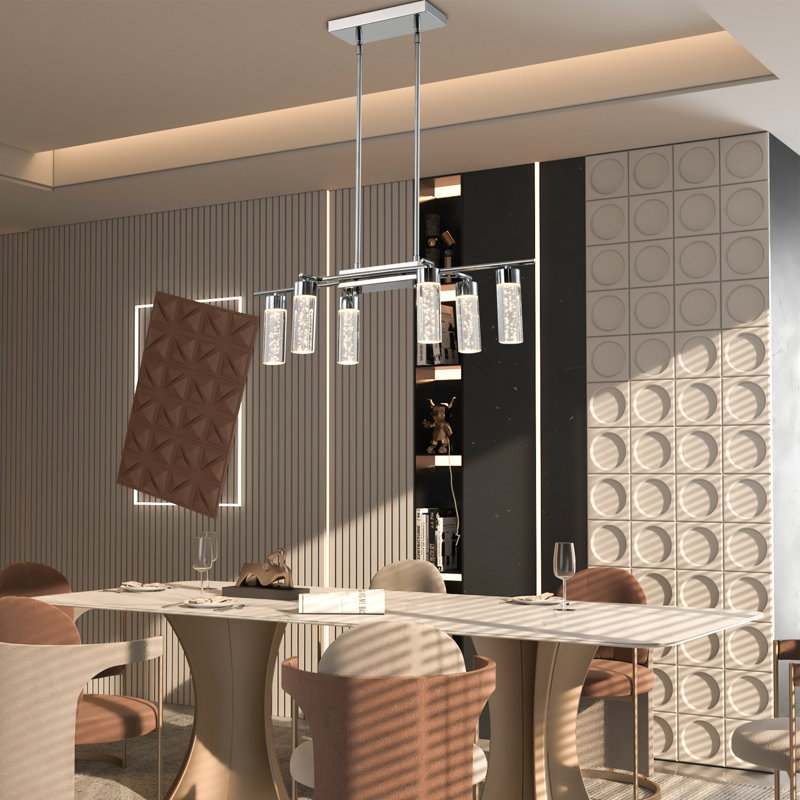 Lark Manor Rathore 6 Light Chrome LED Kitchen Island Pendant